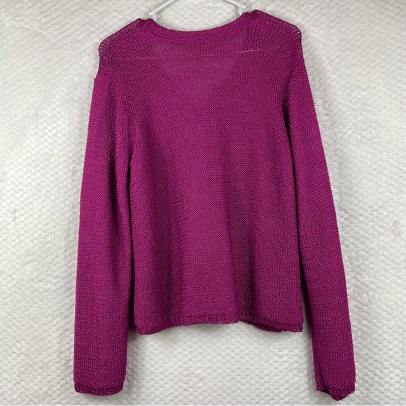 💖5/$25 Intuitions Purple Pearl Button Cardigan Front Sheer Pockets Size XL - Picture 3 of 12